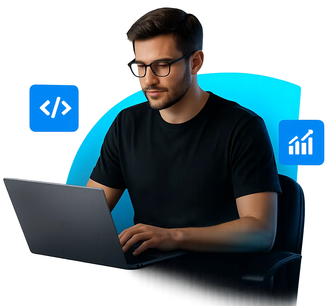 Desarrollador trabajando en tu proyecto web
